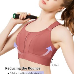 Adjustable Zipper Crossed Straps High Impact Sports Bra