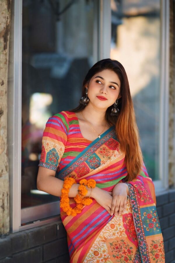 Batik Silk Moslin Saree Digital Print with Blouse Pieces Premium Quality - Image 4
