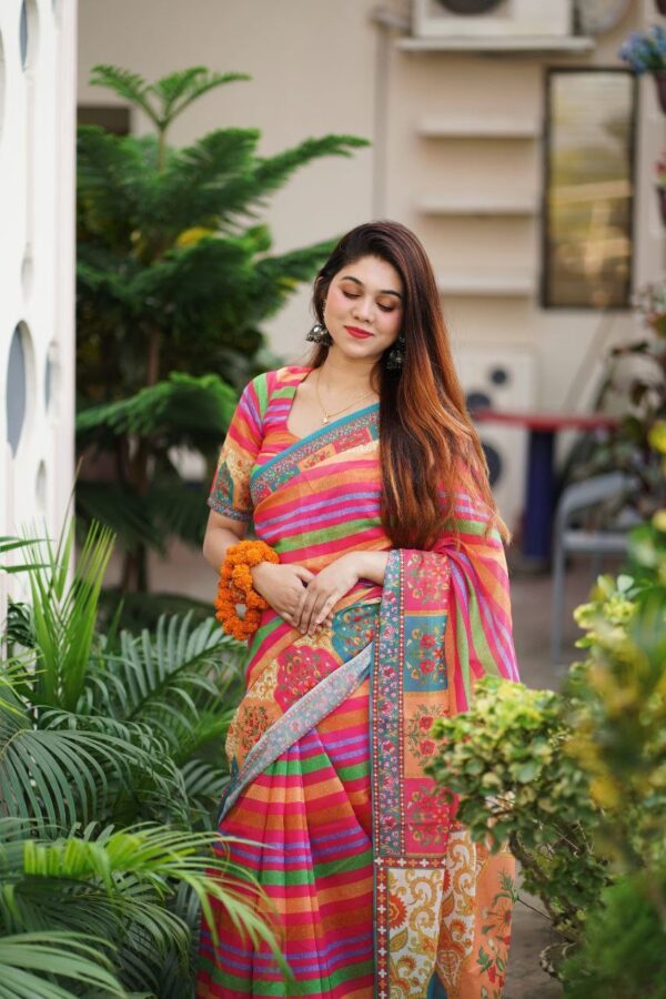 Batik Silk Moslin Saree Digital Print with Blouse Pieces Premium Quality - Image 2