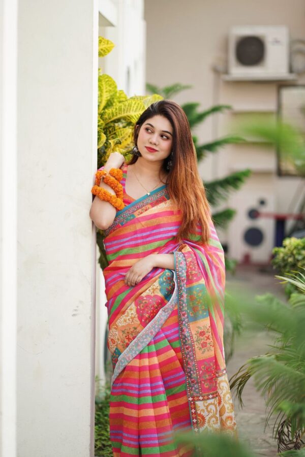 Batik Silk Moslin Saree Digital Print with Blouse Pieces Premium Quality