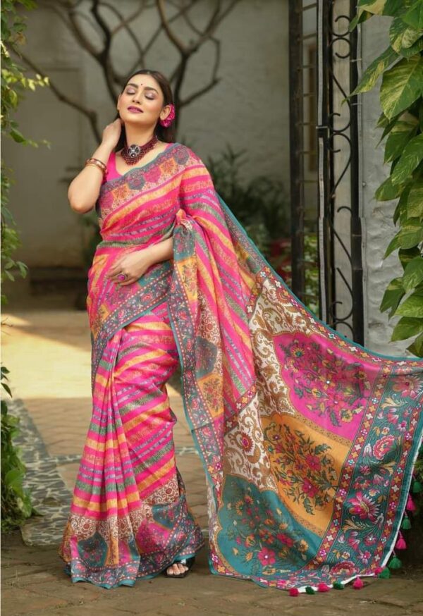 Chandery Silk Saree with Blouse Pieces Premium Quality