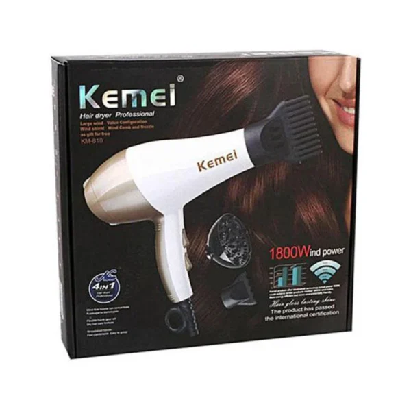 Kemei KM-810 Hair Dryer - With Comb - Image 3