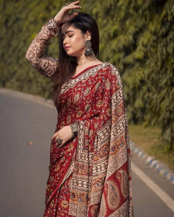 Kishore Digital Print Saree with Blouse Pieces Premium Quality - Image 3
