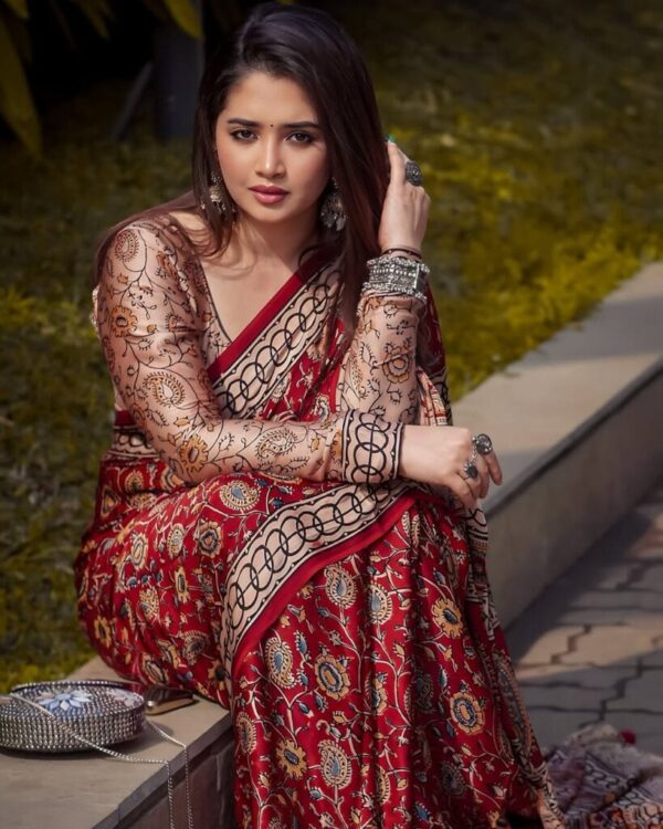 Kishore Digital Print Saree with Blouse Pieces Premium Quality - Image 4