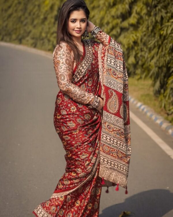 Kishore Digital Print Saree with Blouse Pieces Premium Quality - Image 2