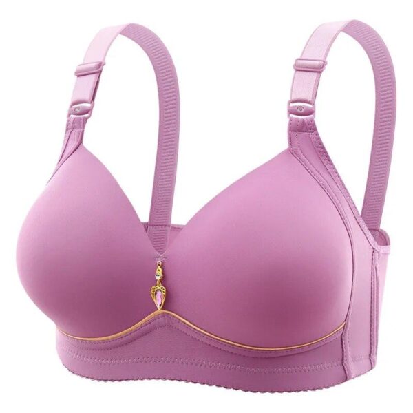 Without Steel Ring Adjustable Top Support Simple Comfortable Breathable Shiny Large Size Bra - Image 4