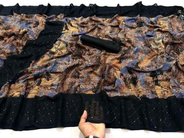 Georgette Premium quality Indian Saree - Image 5