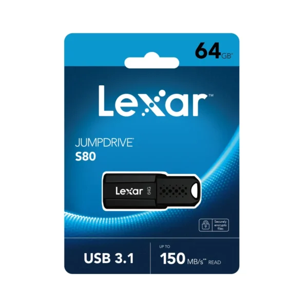 Lexar JumpDrive S80 64GB USB 3.1 Pen Drive- Black