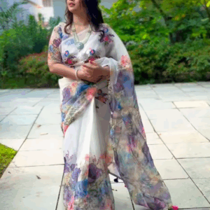 Semi Moslin Silk Saree with Blouse Pieces Digital Print