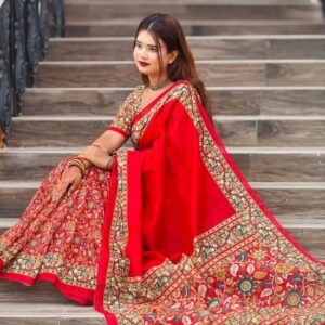 Semi Mosline Silk Tangail Saree with Blouse Pieces