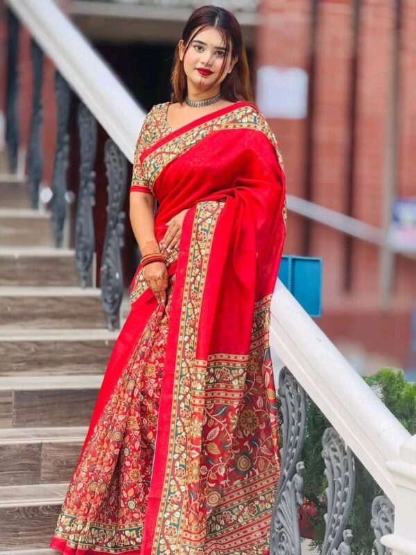 Semi Mosline Silk Tangail Saree with Blouse Pieces - Image 2